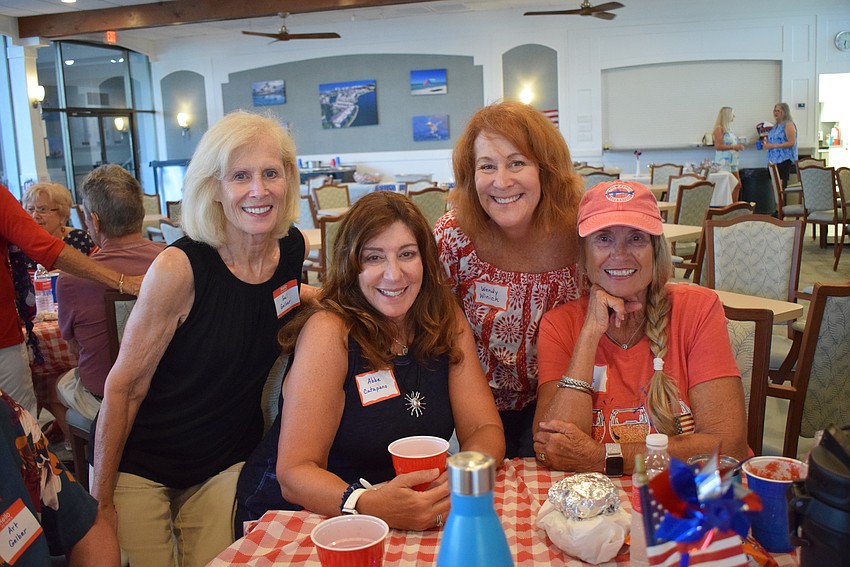 Gail Gelber, Abbe Catapano, Wendy Winick and Pam O'Halloran Blevins at Longboat Harbour's Labor Day party.