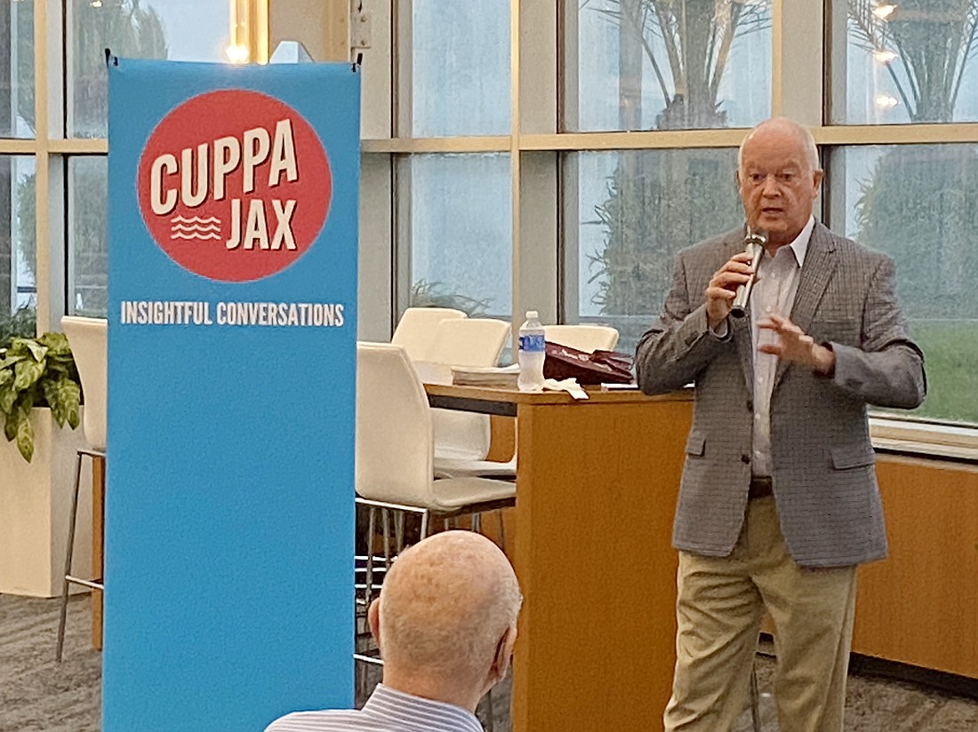 Visit Jacksonville President and CEO Michael Corrigan appears as part of the Cuppa Jax speaker series Sept. 4 in the atrium at Riverplace Tower on the Downtown Southbank.