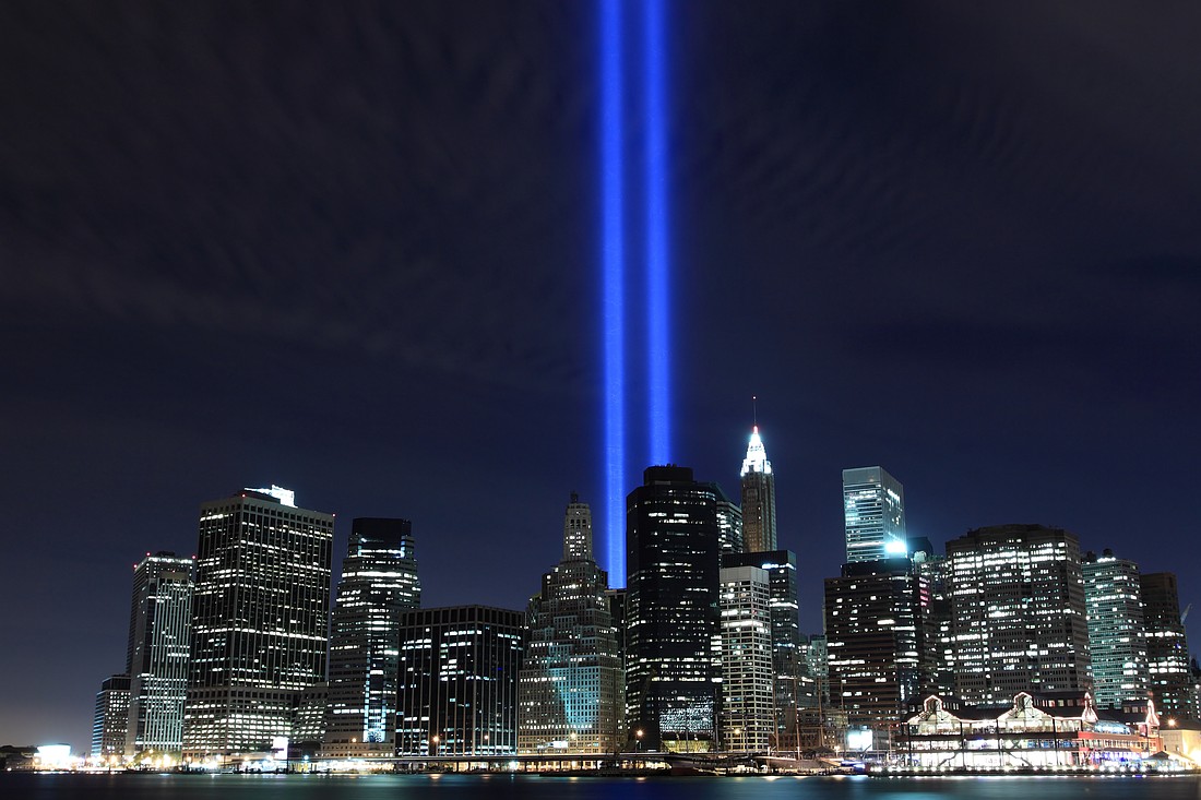 Lowers Manhattan Skyline and the Towers Of Lights at Night