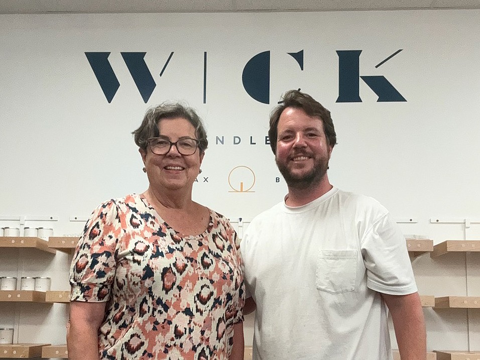 Kristanna and Hampton Barnes are unpacking and setting up their Wick: A Candle Bar at the South Beach Regional shopping center in Jacksonville Beach. It is the second location for the mother and son entrepreneurs.