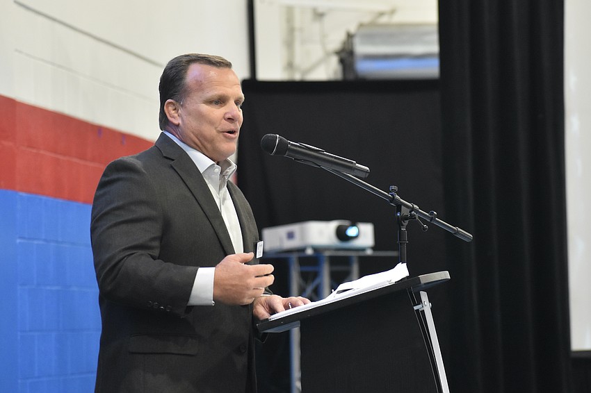 Bill Sadlo, president and CEO of Boys & Girls Clubs of Sarasota and DeSoto Counties, offers a speech.