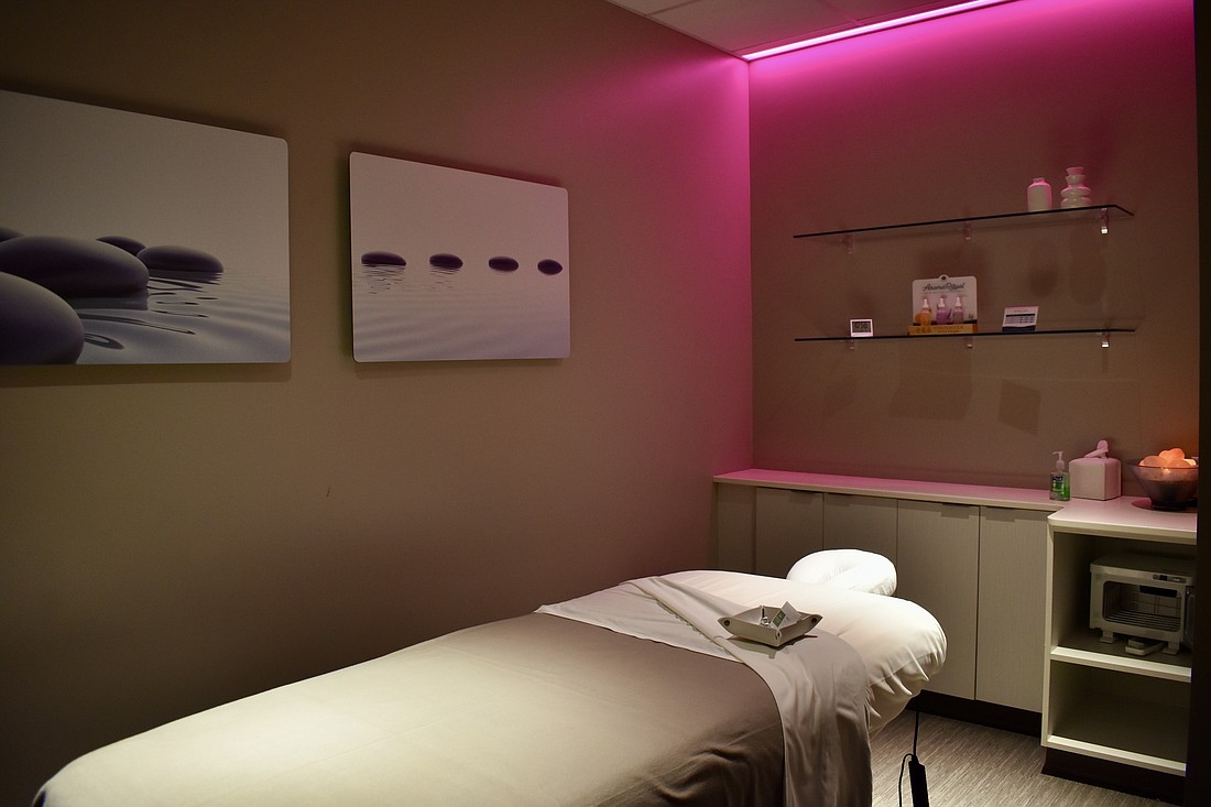 There are eight massage tables in the 2,200-square-foot studio.