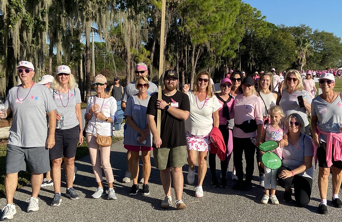 Lake Club residents rally together to participate in the Making Strides Against Breast Cancer walk in 2023.