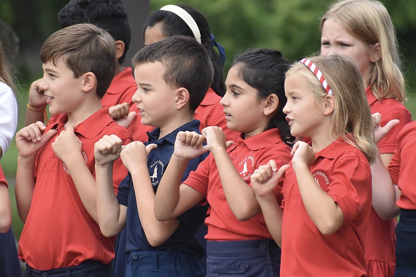 Third-graders from Saint Stephen's Episcopal School in Bradenton sing the 