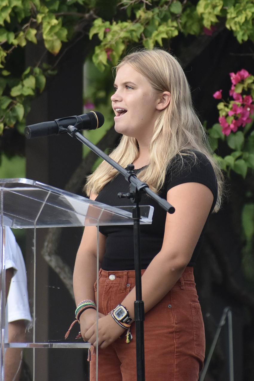 Alexandra Bennettson, a 10th grader at Saint Stephens Episcopal School, sings 