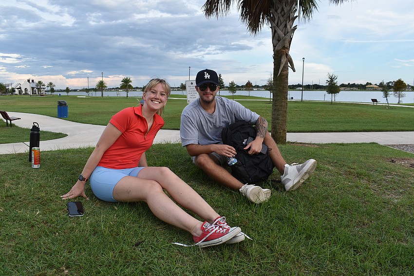 Sarasota residents Ashley Migliore and Blake Austin are heading home after playing a set.