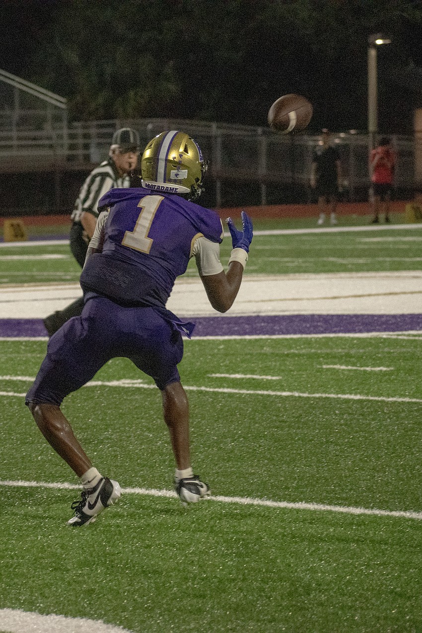 Booker junior wide receiver Dylan Wester catches a pass against Carrollwood Day.