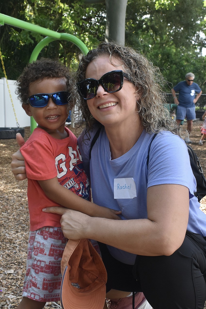 Jaden Goodman, 2, and his mom Rachel Goodman were among the attendees at the event, who enjoyed time at the playground before heading inside.