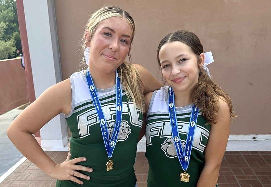 FPC cheerleaders Allie Brown and Ella Dudley will perform at the Pearl Harbor Memorial Parade in Honolulu. Courtesy photo