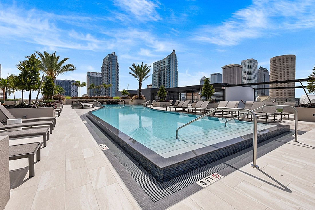 The rooftop pool and cabana deck at the just-finished AER Tampa.