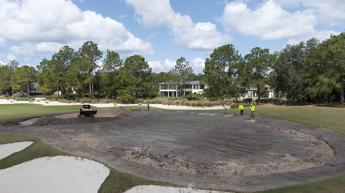 All 18 greens were resurfaced at the The King & Bear golf course at World Golf Village in St. Johns County.