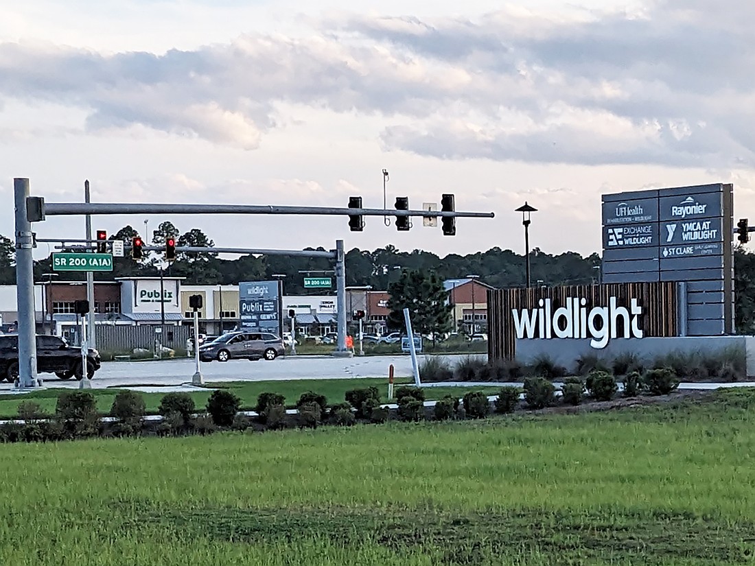 The entrance to the master-planned Wildlight community along Florida 200/A1A in Yulee. Wildlight was conceptualized with input from Nassau County in 2007. Ground broke 2016 on Rayonier’s new headquarters and Wildlight Elementary School there.