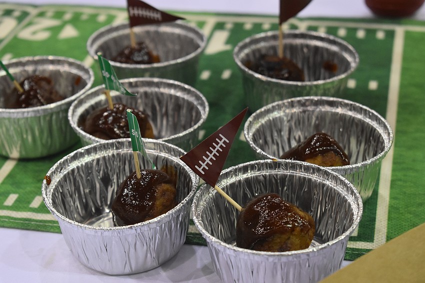 Meatballs are set out for guests by Whiskey Joe's.