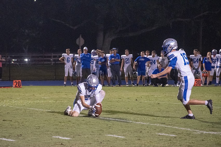 Sarasota Christian senior kicker Isaiah Ledford makes a 27-yard field goal attempt against ODA.