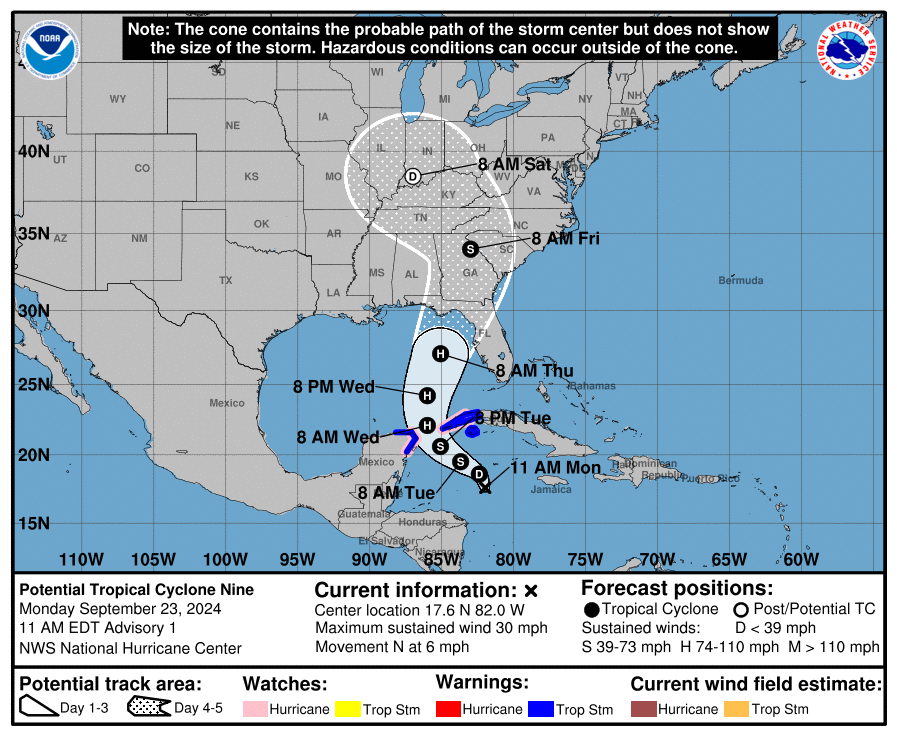 The National Hurricane Center says a tropical system heading into the Gulf of Mexico is forecast to become a hurricane on Wednesday and continue strengthening as it moves across the eastern Gulf of Mexico.