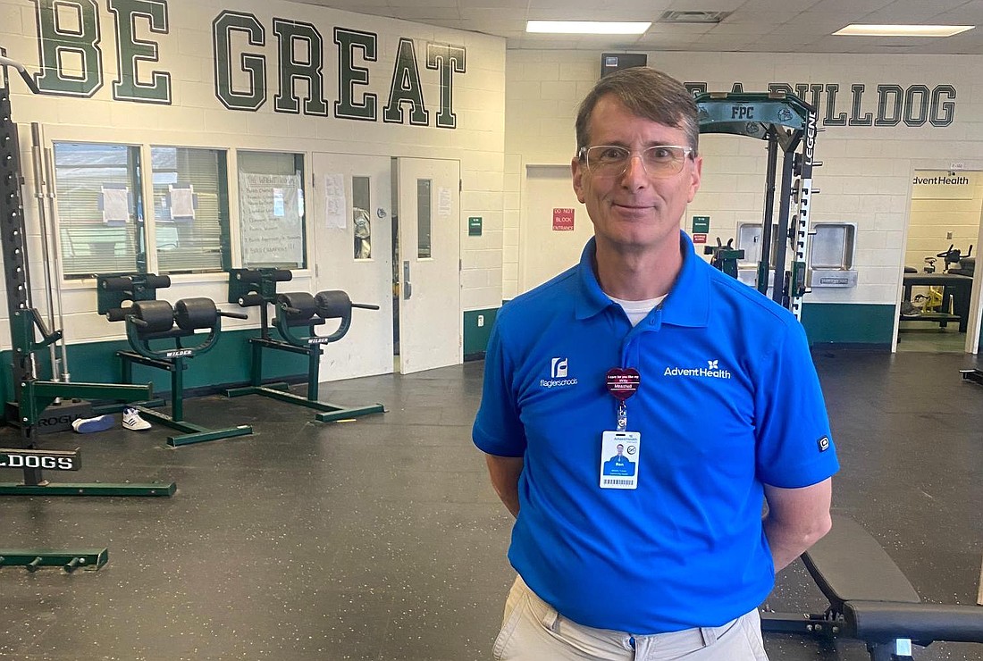 FPC athletic trainer Ron Steinwehr acted quickly when Stacy Mitchell showed signs exertional heat stroke after a summer conditioning session. Courtesy photo from AdventHealth