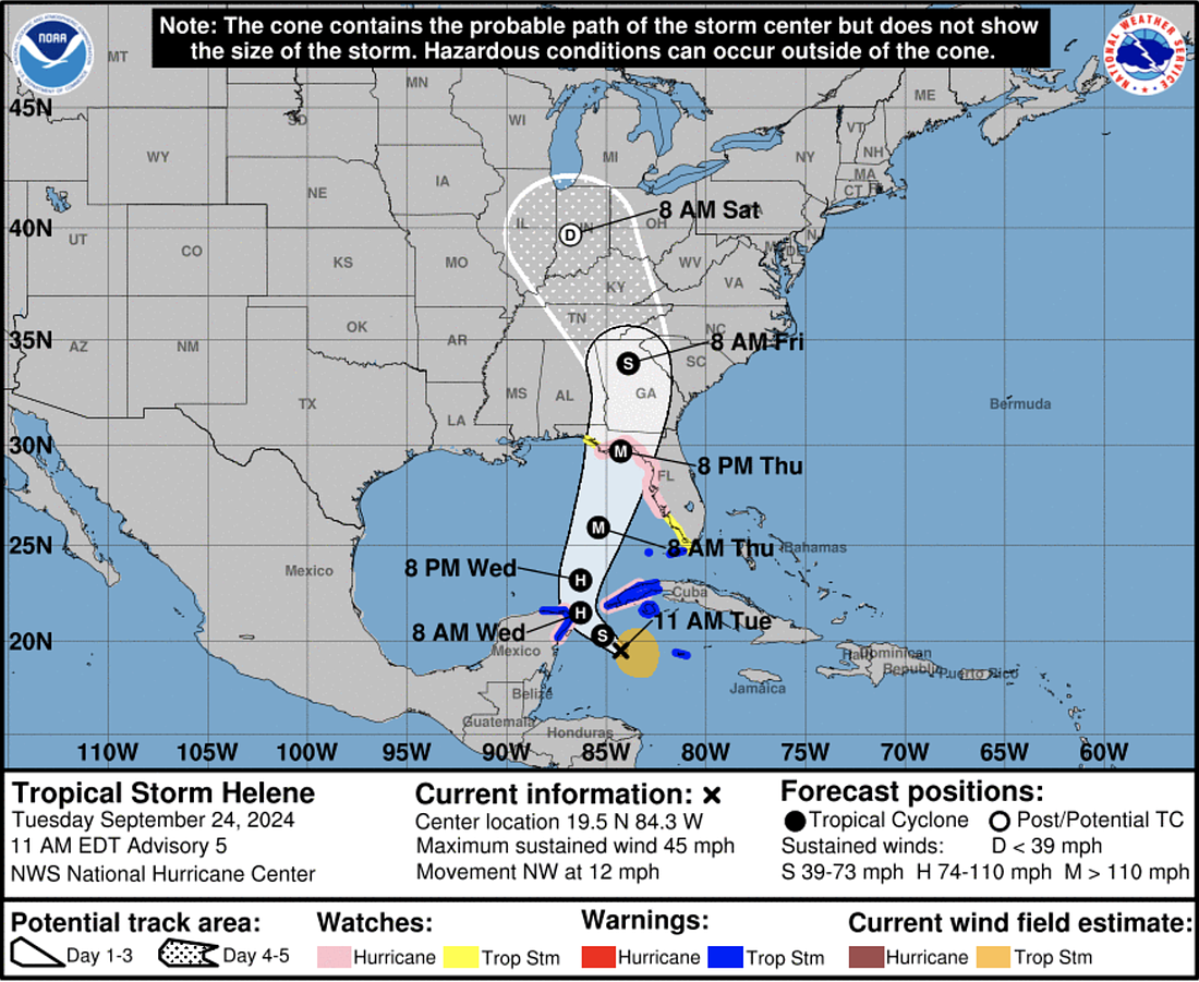 Tropical Storm Helene is expected to strengthen into Hurricane Helene. Image courtesy of the National Hurricane Center