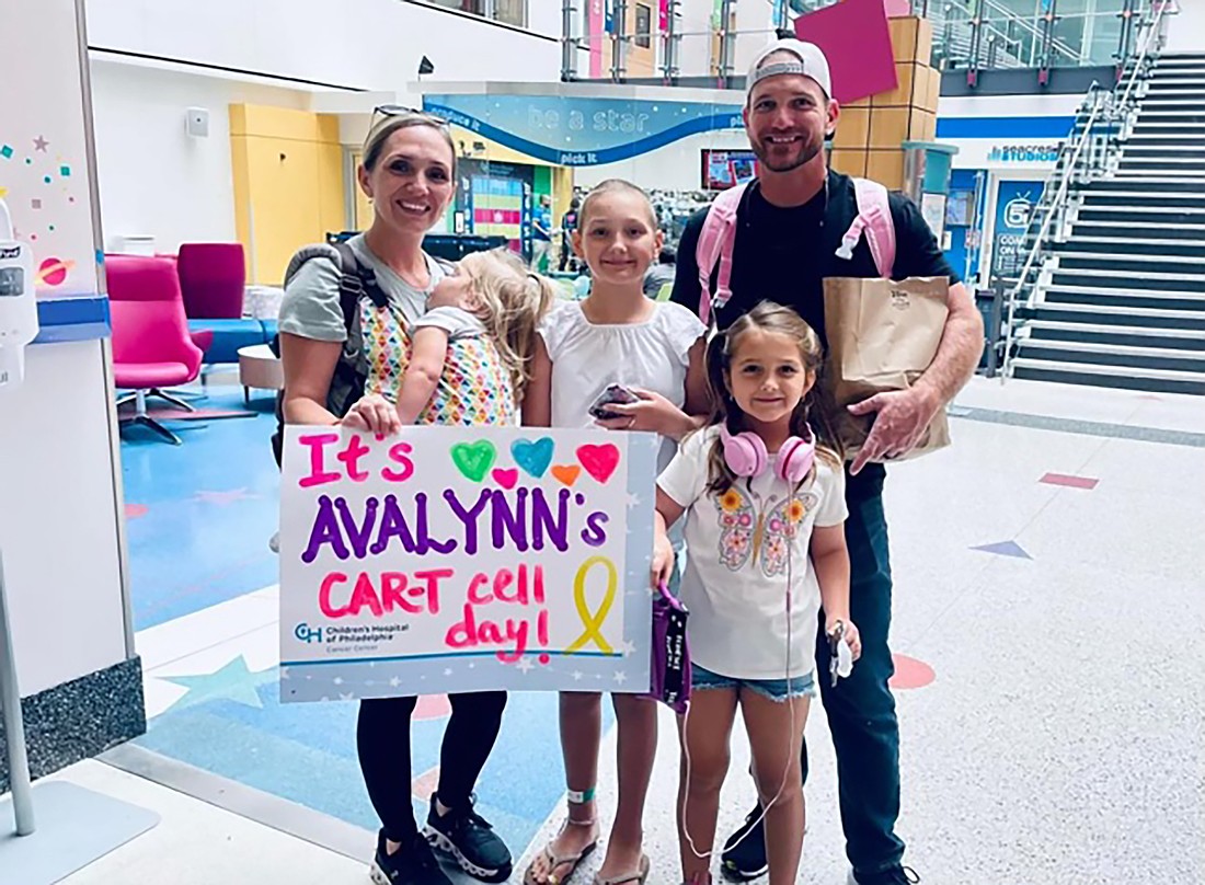 Sarasota's Alyssa Luciano, her children, Kennedy, Ava (center) and Alivia, and her husband, Dustin, will be the benefactors of the Esplanade fundraiser to support the nonprofit, Love McKinley. Ava Luciano, who is 10, is in remission from acute lymphoblastic leukemia.