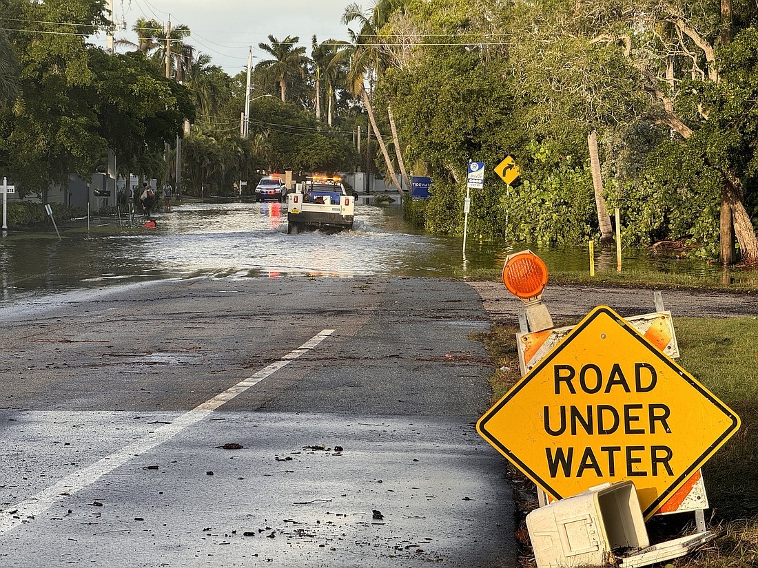 A flooded street on Siesta Key.