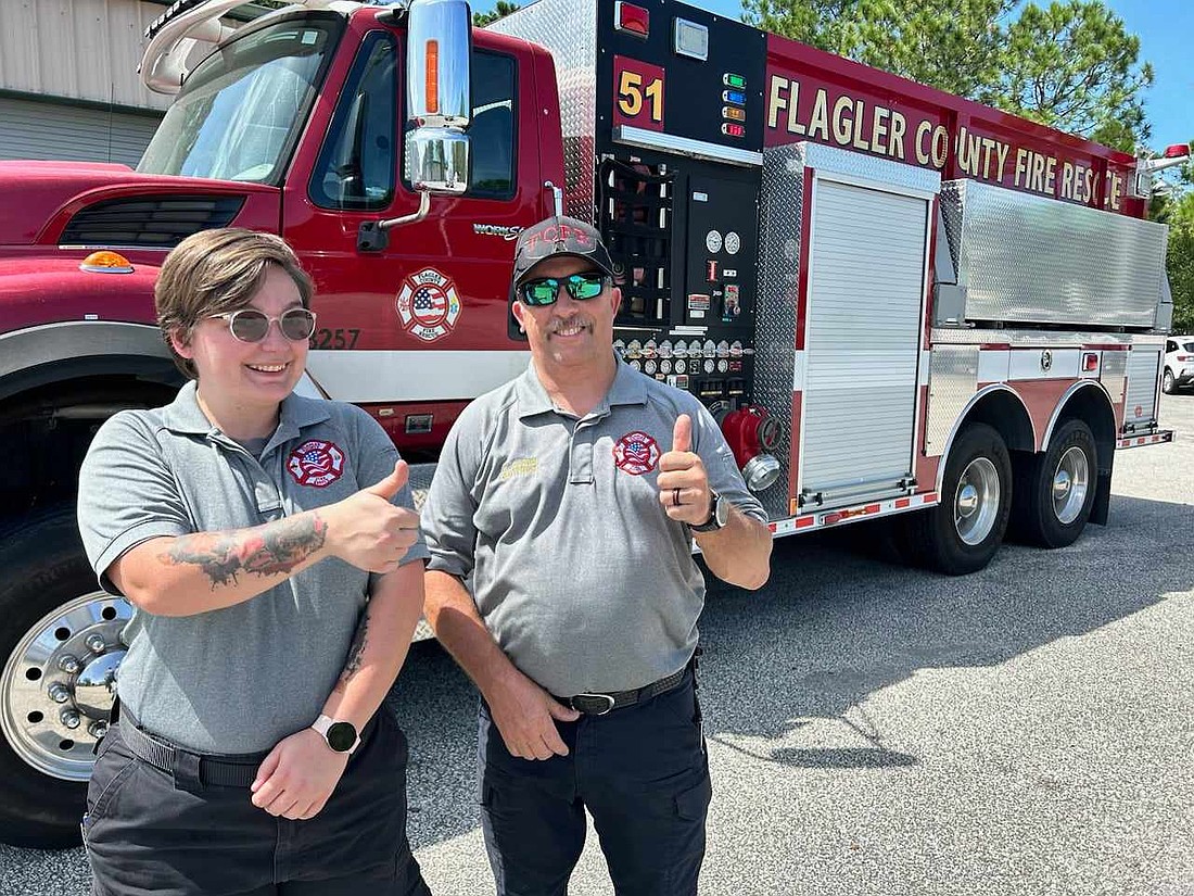 Flagler County Fire Rescue personnel as they head for Dixie County, Florida. Courtesy of Flagler County