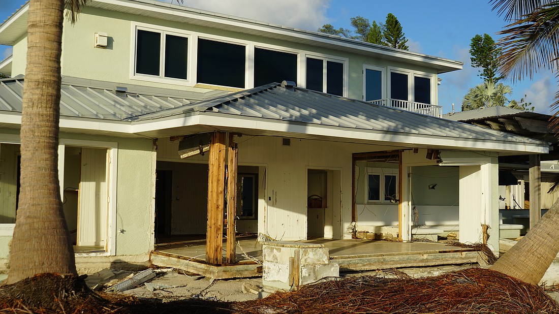 Hurricane Helene's strong storm surge wiped out the first floor of many beachfront homes.