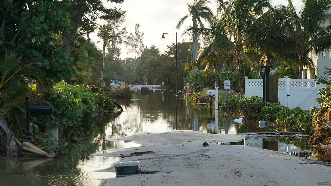 Gulfside Road, which is usually flooded with large storms, was no different in Hurricane Helene.