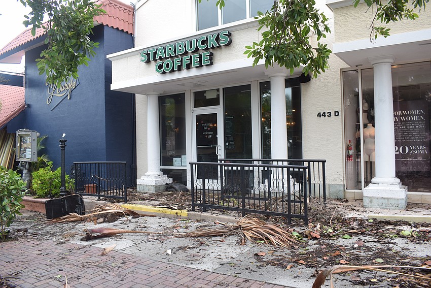 Starbucks on St. Armands Circle after Hurricane Helene.