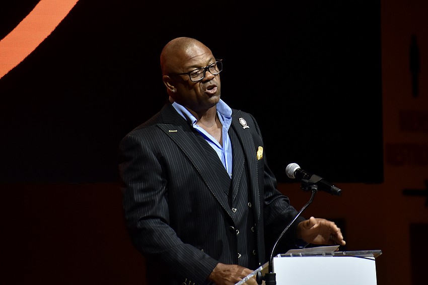 David Daniels offers a speech.