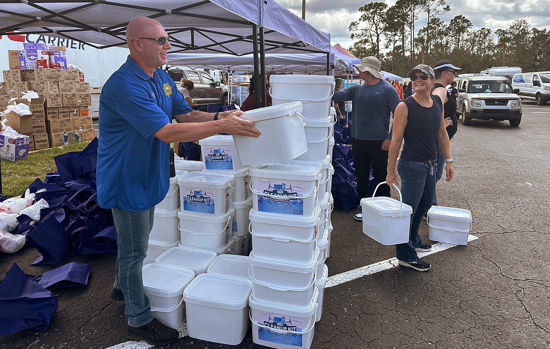 Supplies are being distributed at several locations in Sarasota and Manatee counties for people needed assistance after Hurricane Helene.