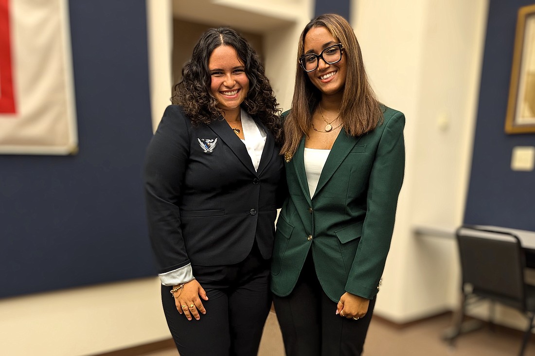 Flagler Schools' 2024-25 Student School Board members Jeh-Hanni Strong of Matanzas and Dani Nieves of Flagler Palm Coast high schools. Photo by Brent Woronoff