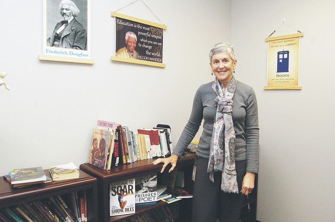 Circuit Judge Suzanne Bass in the children’s library she established near her courtroom at the Duval County Courthouse in 2018.