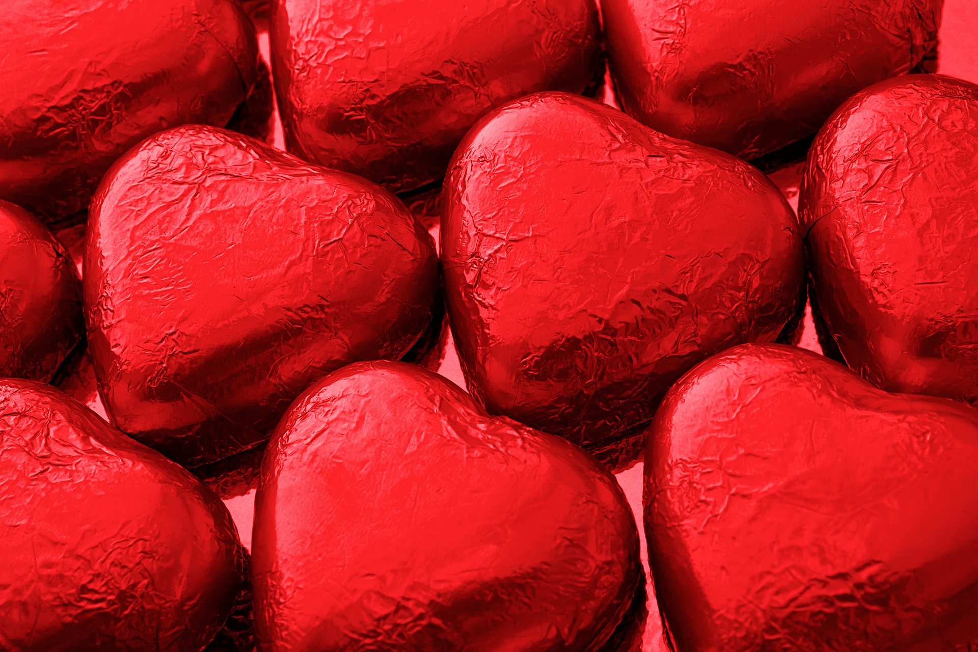 Red chocolate love hearts a great gift from a luxury chocalatier for saint valentines day