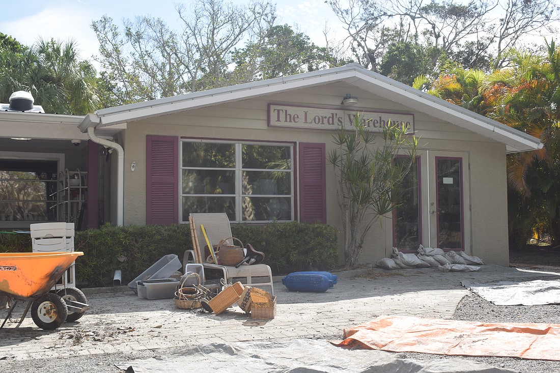 Hurricane Helene left the Lord's Warehouse at the Longboat Island Chapel in disarray.