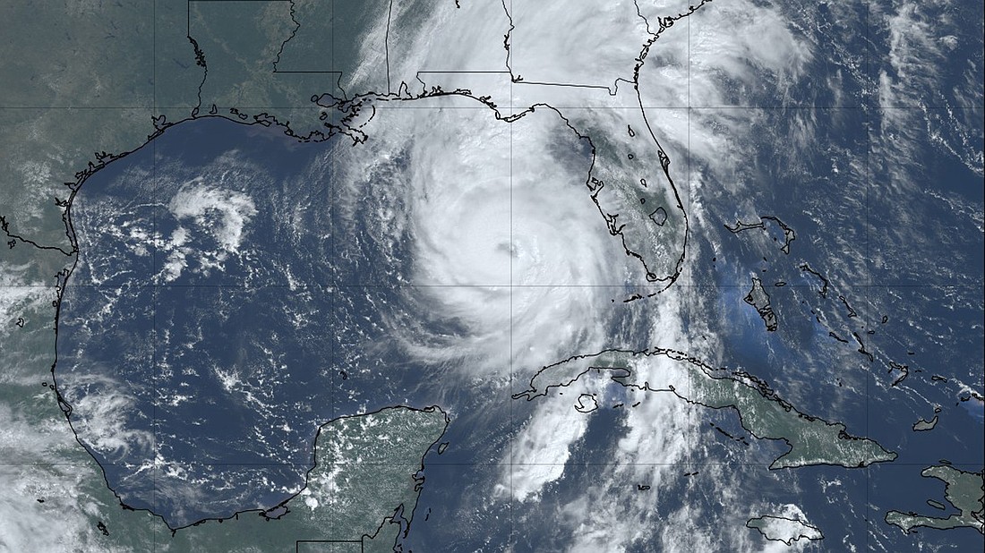 Hurricane Helene traveling north from the Yucatan Peninsula and towards the Gulf of Mexico.