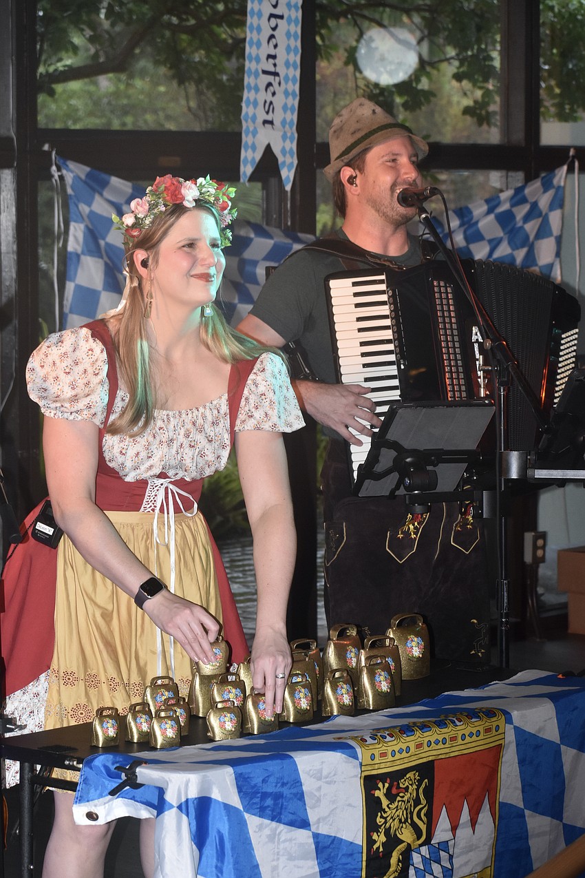 Maley DeLeon and Alex DeLeon perform with the DeLeon Oktoberfest Band