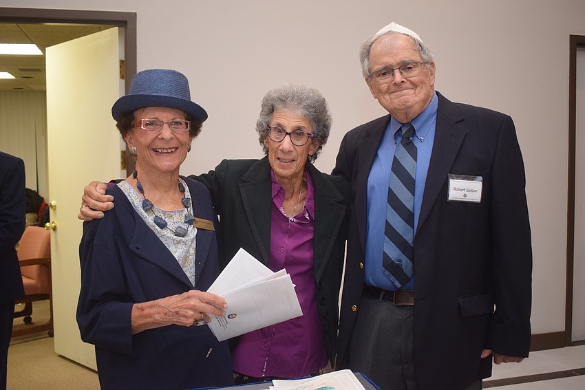 Barbara Pressman, Maxine and Robert Spitzer at Temple Beth Israel.