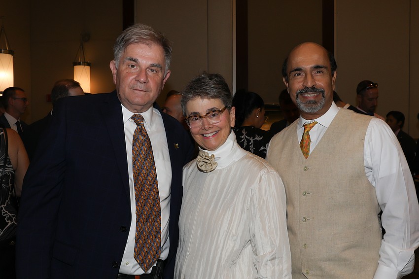Dr. Vincent Fierro, LECOM founder Dr. Silvia Ferretti and Dr. Shailesh Rajguru