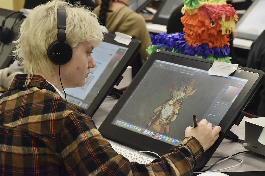 Senior Dale Burgess works on an animation project.