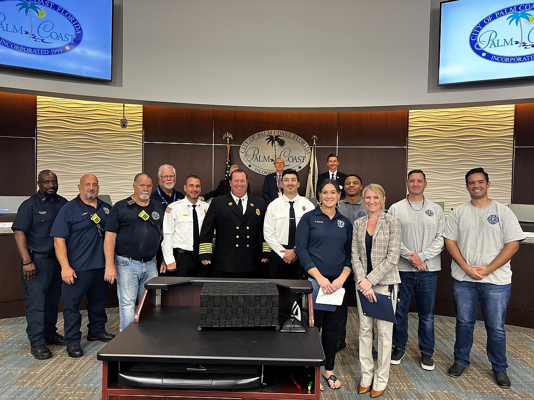 The Palm Coast Fire Department was presented a proclamation in honor of Fire Prevention Week 2024. Courtesy of Palm Coast