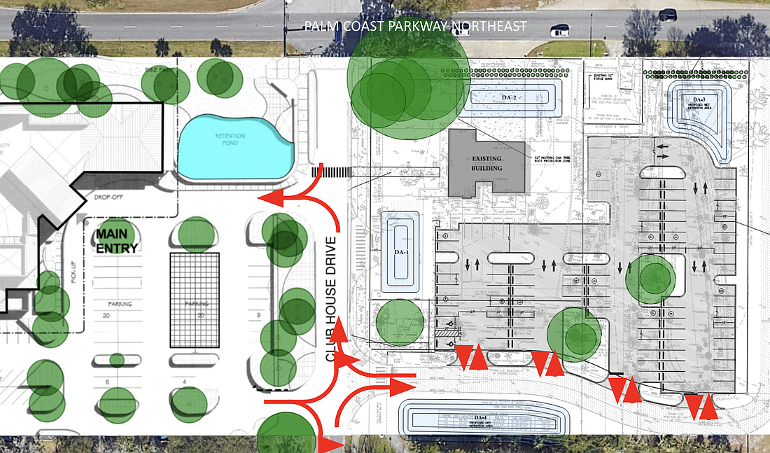 A rendering of the proposed parking lot project that preserves Fire Station 22. Image courtesy of Palm Coast