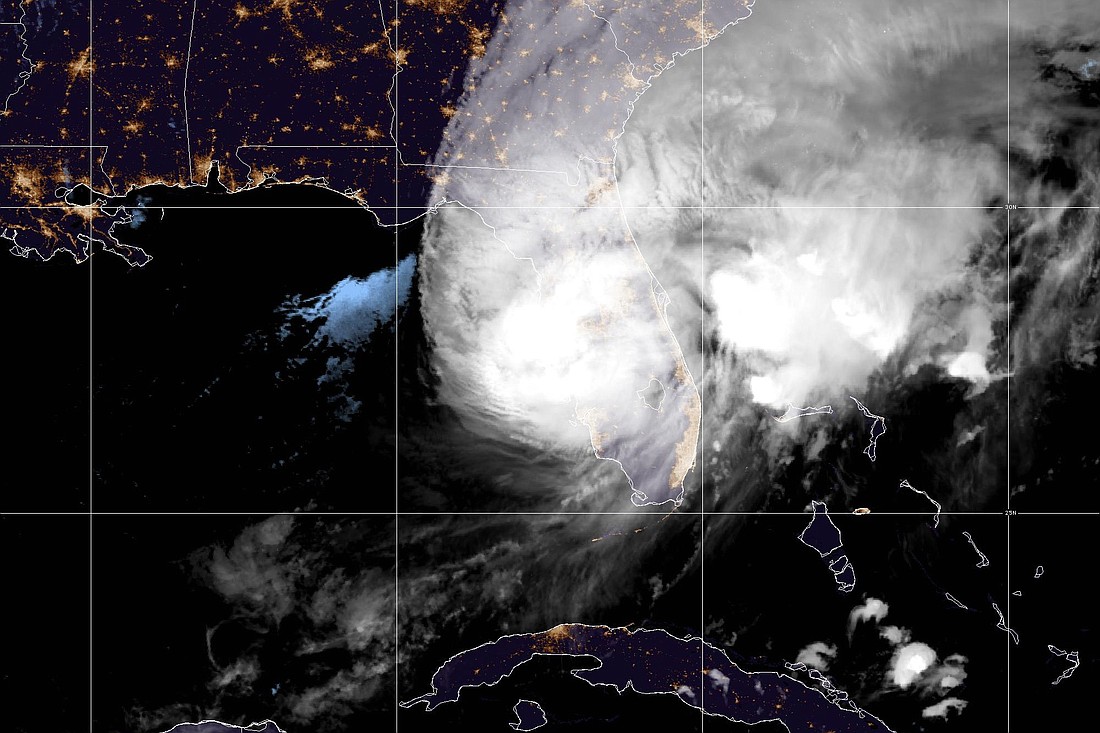 Hurricane Milton at 9 p.m. Oct. 9, 2024, shortly after making landfall near Siesta Key.