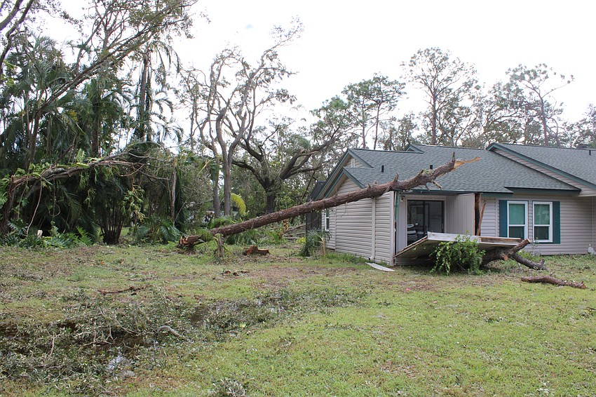 Sonny Fumagalli moved to this home on 93rd Street East in Braden Woods three months ago and immediately removed several trees she thought were a threat to her home. Hurricane Milton picked a tree she chose not to remove.