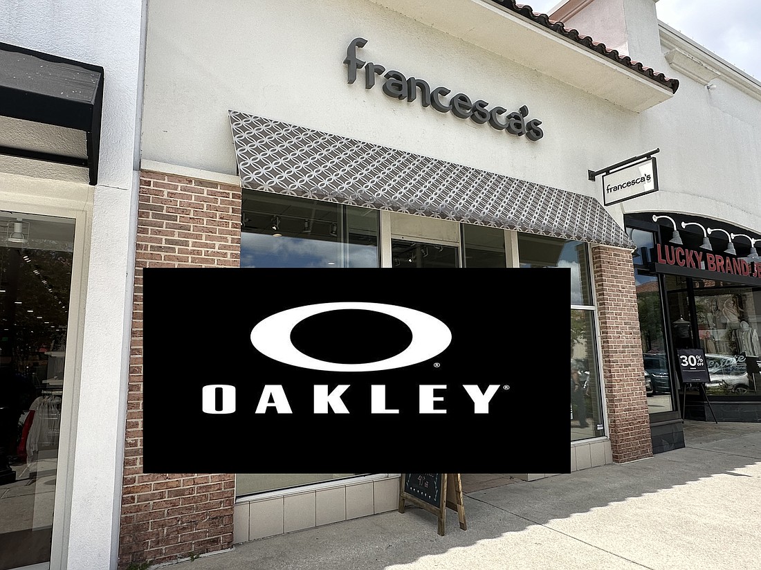 Sunglasses retailer Oakley is taking the former Francesca’s space at 4751 River City Drive, Unit 119, in St. Johns Town Center.