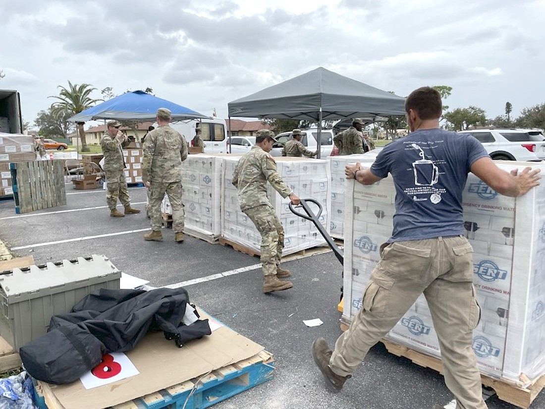 Supplies are loaded in at one of Sarasota County's four points of distribution.