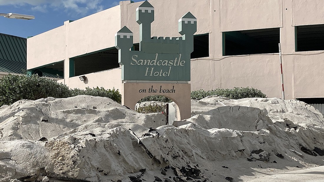 The Sandcastle Hotel on Lido Beach stayed true to its name with sand courtesy of Milton