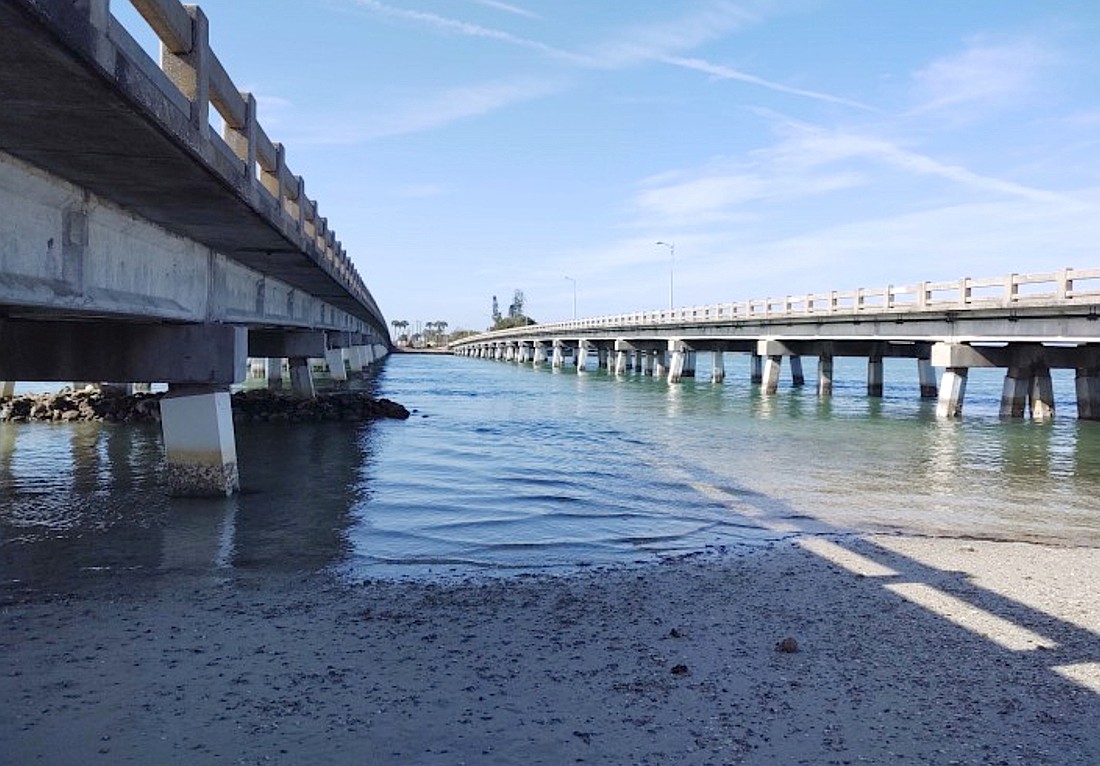 FDOT has opened the westbound span of Little Ringling Bridge (left) and inspections may begin on Sunday on the eastbound span.