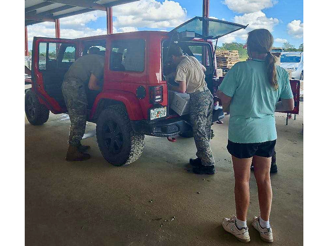 The Flagler County Emergency Management Center distributed water, MREs and tarps to the Flagler Communities without power after Hurricane Milton. Courtesy of Flagler County