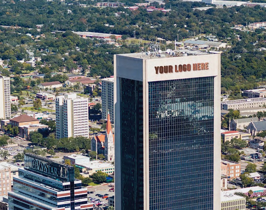 The site brochure for the Downtown building now marketed as 1 Independent Square shows "your logo here" at the top. The building previously was called Wells Fargo Center.