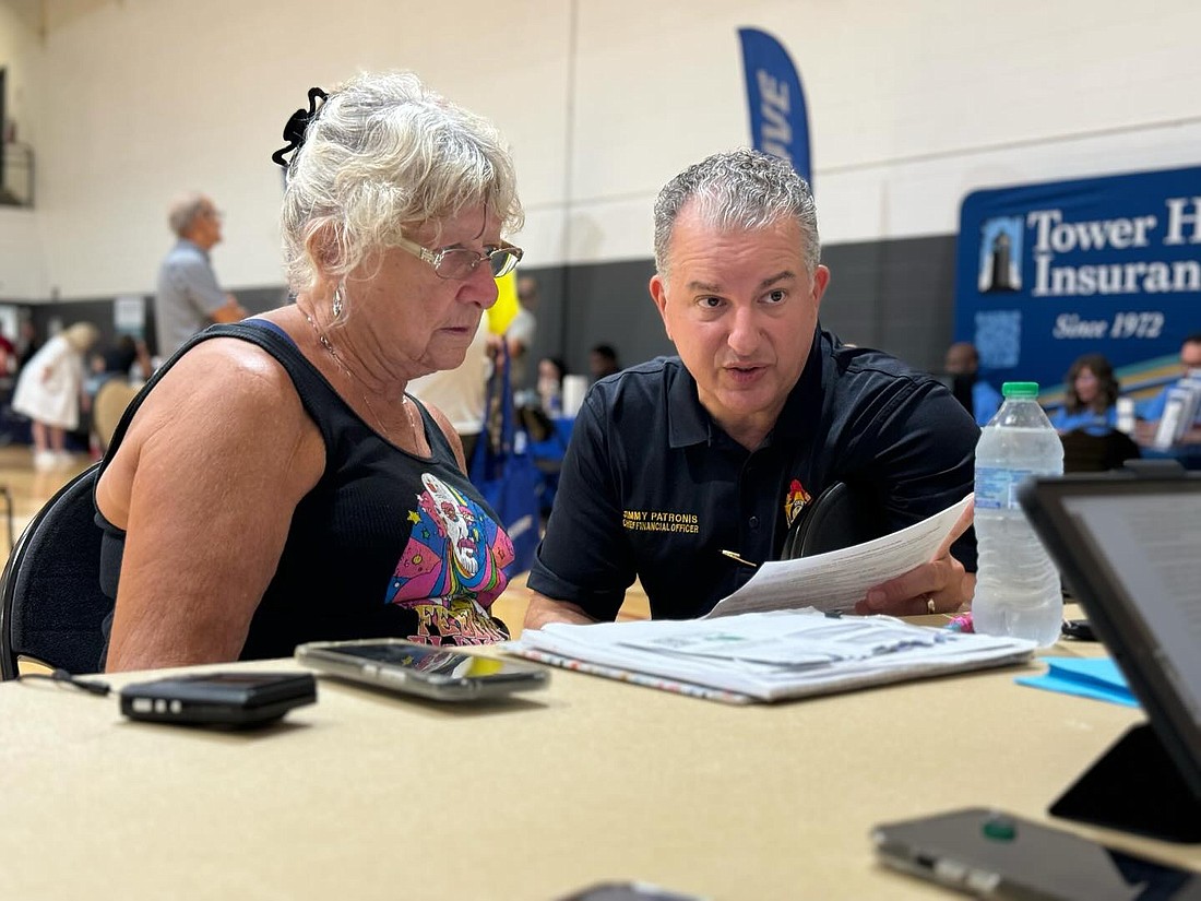 Florida's Chief Financial Officer Jimmy Patronis visits an "insurance village" after Hurricane Helene. Four sites are set up to help people dealing with Hurricane Milton as well.