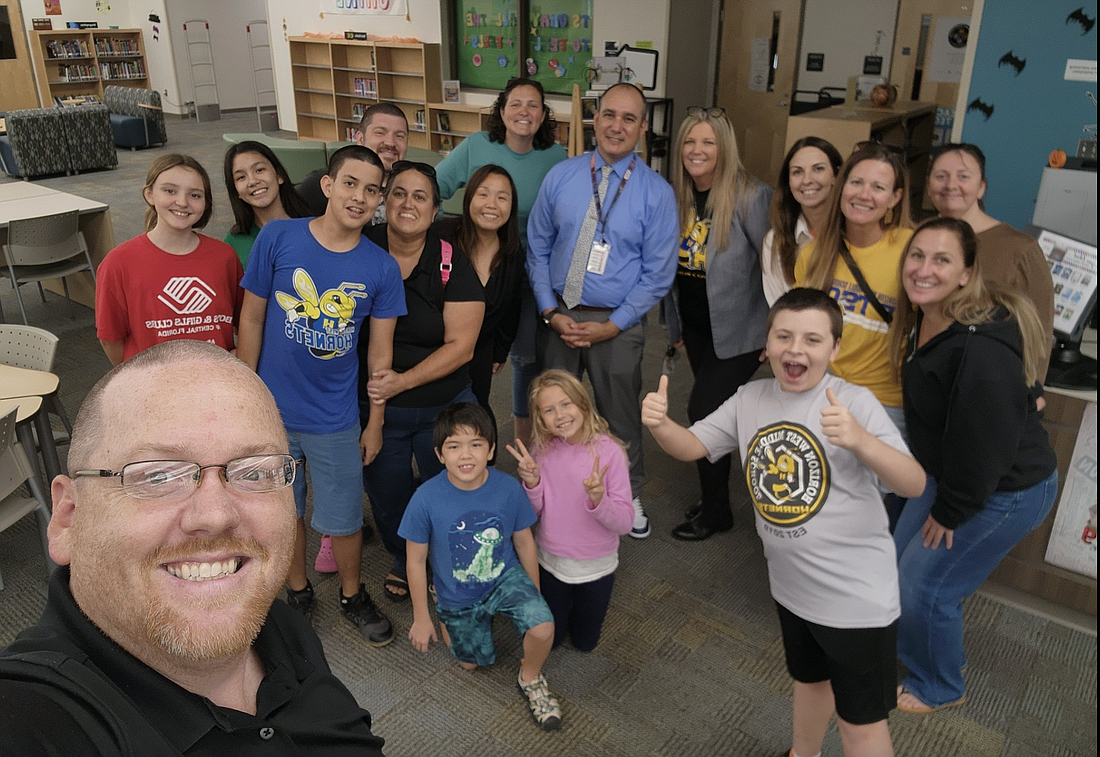 Students and staff welcomed new principal Andrew Agudo to Horizon West Middle School.